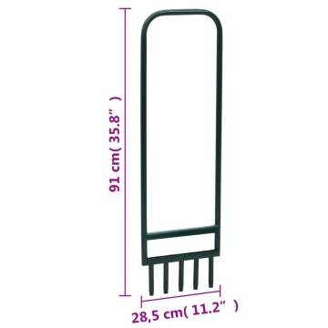 Lawn Aerator with 5 Hollow Tines - Green Steel Garden Tool