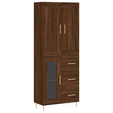 Stylish Highboard in Brown Oak - 69.5x34x180 cm | HipoMarket