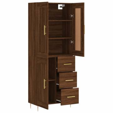 Stylish Highboard Brown Oak | Engineered Wood 69.5x34x180 cm