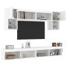 6 Piece TV Wall Units with LED - Stylish White Engineered Wood