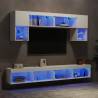 6 Piece TV Wall Units with LED - Stylish White Engineered Wood