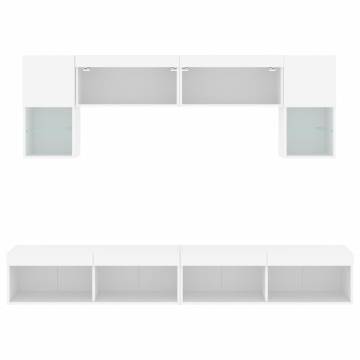 6 Piece TV Wall Units with LED - Stylish White Engineered Wood