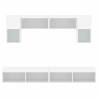 6 Piece TV Wall Units with LED - Stylish White Engineered Wood