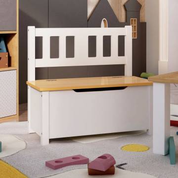 Children Storage Bench in White & Beige - 60x30x55 cm MDF