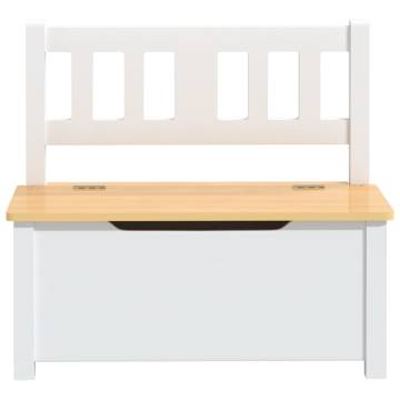 Children Storage Bench in White & Beige - 60x30x55 cm MDF