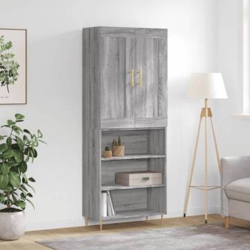 Elegant Highboard Grey Sonoma - 69.5x34x180 cm | HipoMarket