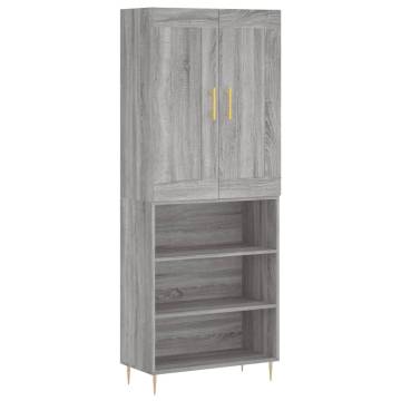 Elegant Highboard Grey Sonoma - 69.5x34x180 cm | HipoMarket