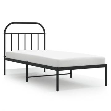 Metal Bed Frame with Headboard Black 80x200 cm - Hipomarket