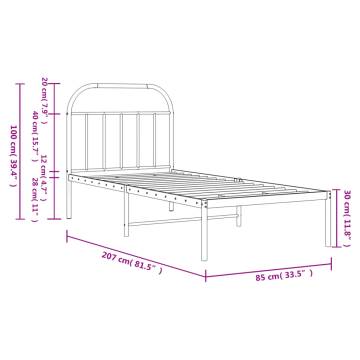 Metal Bed Frame with Headboard Black 80x200 cm - Hipomarket