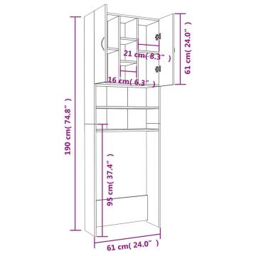 Concrete Grey Washing Machine Cabinet - 64x25.5x190 cm