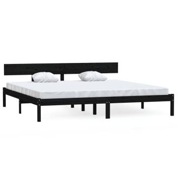 Black Solid Wood Pine Bed Frame 180x200 cm | Super King Size