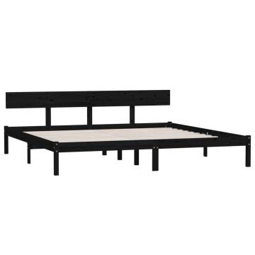 Black Solid Wood Pine Bed Frame 180x200 cm | Super King Size