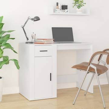 Elegant White Desk - 100x49x75 cm Engineered Wood | Hipo Market