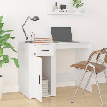 Elegant White Desk - 100x49x75 cm Engineered Wood | Hipo Market