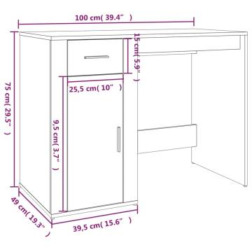 Elegant White Desk - 100x49x75 cm Engineered Wood | Hipo Market