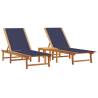 Sun Loungers 2 pcs with Table - Blue Acacia & Textilene