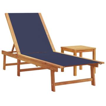 Sun Loungers 2 pcs with Table - Blue Acacia & Textilene