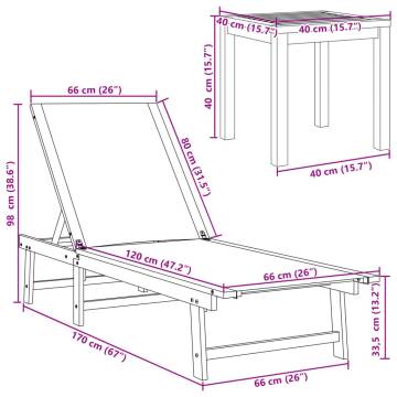 Sun Loungers 2 pcs with Table - Blue Acacia & Textilene