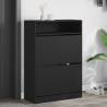 Shoe Cabinet with 2 Flip-Drawers Black 80x34x116 cm Colour black Quantity in Package 1 Width 80 cm Number of 