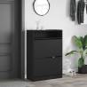 Shoe Cabinet with 2 Flip-Drawers - Black 80x34x116 cm