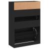 Shoe Cabinet with 2 Flip-Drawers - Black 80x34x116 cm