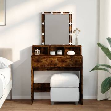 Dressing Table with LED - Smoked Oak - 80x41x144.5 cm