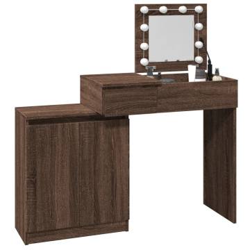 Dressing Table with LED - Brown Oak 115x37x110.5 cm