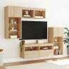 5 Piece LED TV Wall Units in Sonoma Oak - Space Saving Design