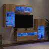 5 Piece LED TV Wall Units in Sonoma Oak - Space Saving Design