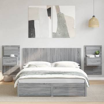 Stylish Bed Headboard with Cabinets - Grey Sonoma 160 cm