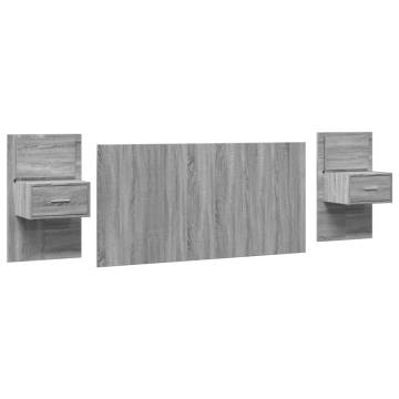 Stylish Bed Headboard with Cabinets - Grey Sonoma 160 cm