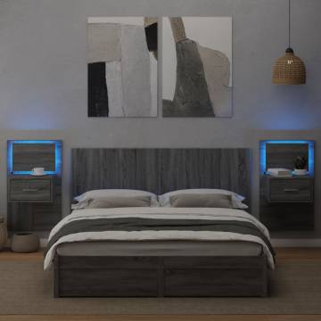 Stylish Bed Headboard with Cabinets - Grey Sonoma 160 cm