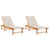 Sun Loungers Set - 2 Pcs Grey Acacia & Textilene | HipoMarket