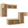 5 Piece LED TV Wall Units in Sonoma Oak - Space Saving Design