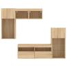 5 Piece LED TV Wall Units in Sonoma Oak - Space Saving Design