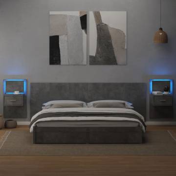 Concrete Grey Bed Headboard with Cabinets - 240 cm | Hipomarket