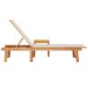 Sun Lounger with Table - Grey Solid Wood Acacia & Textilene | HipoMark