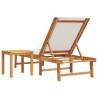 Sun Lounger with Table - Grey Solid Wood Acacia & Textilene | HipoMark