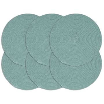 6 Pcs Plain Green Round Cotton Placemats | Hipo Market