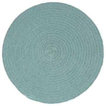 6 Pcs Plain Green Round Cotton Placemats | Hipo Market