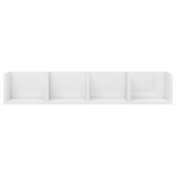 Stylish High Gloss White CD Wall Shelf | 100x18x18 cm