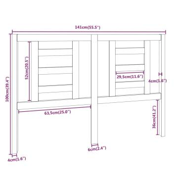 Stylish Solid Pine Bed Headboard - 141x4x100 cm