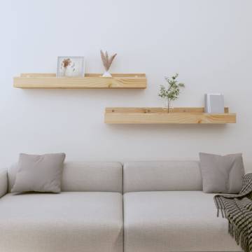 Wall Shelves 2 pcs - Solid Pine Wood 80x12x9 cm | HipoMarket