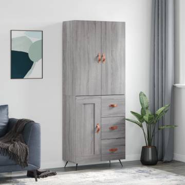 Stylish Highboard Grey Sonoma - Durable Engineered Wood Storage