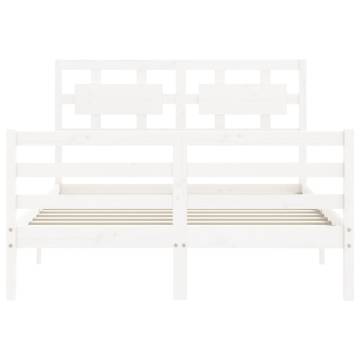 White Bed Frame with Headboard - 120x200 cm Solid Wood