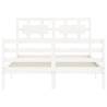 White Bed Frame with Headboard - 120x200 cm Solid Wood