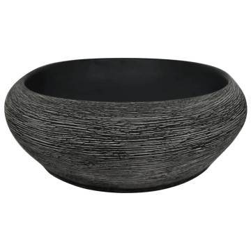 Countertop Basin Grey & Black Oval 59x40 cm - Chic Bathroom Sink