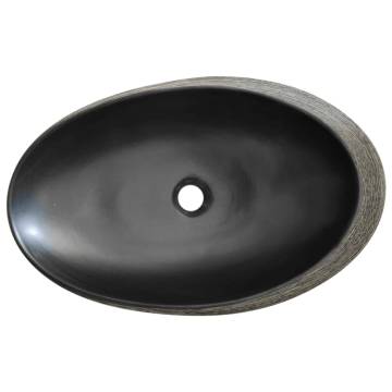 Countertop Basin Grey & Black Oval 59x40 cm - Chic Bathroom Sink