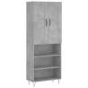 Stylish Highboard Concrete Grey - 69.5x34x180 cm Engineered Wood