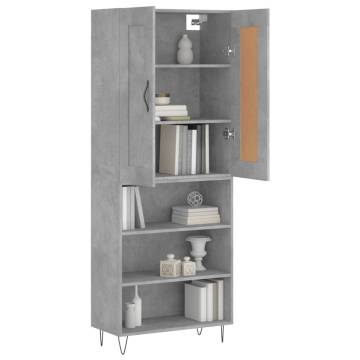 Stylish Highboard Concrete Grey - 69.5x34x180 cm Engineered Wood